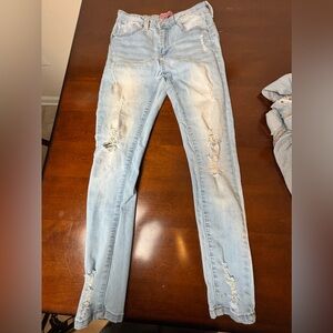 Wax Jean Light Blue Ripped Skinny Jeans